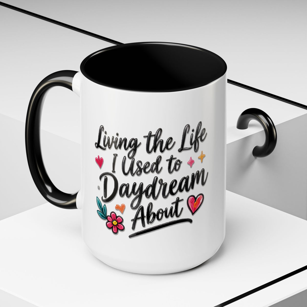 Inspirational Coffee Mug - "Live Life To Dream About" Accent Ceramic Mug (11/15oz)