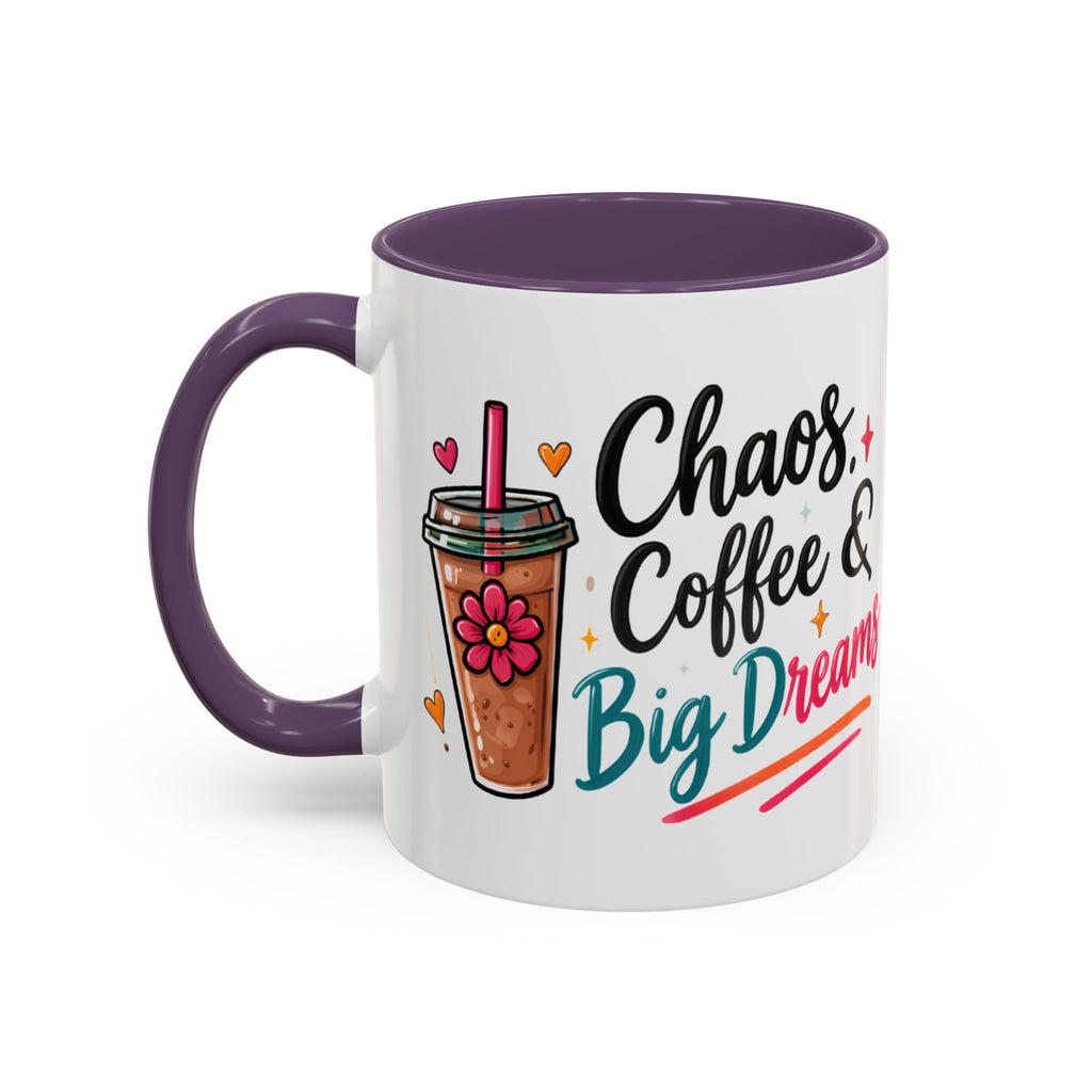 Inspirational Coffee Mug — 'Chaos, Coffee & Cozy Dreams' Accent Ceramic Mug (11/15oz)
