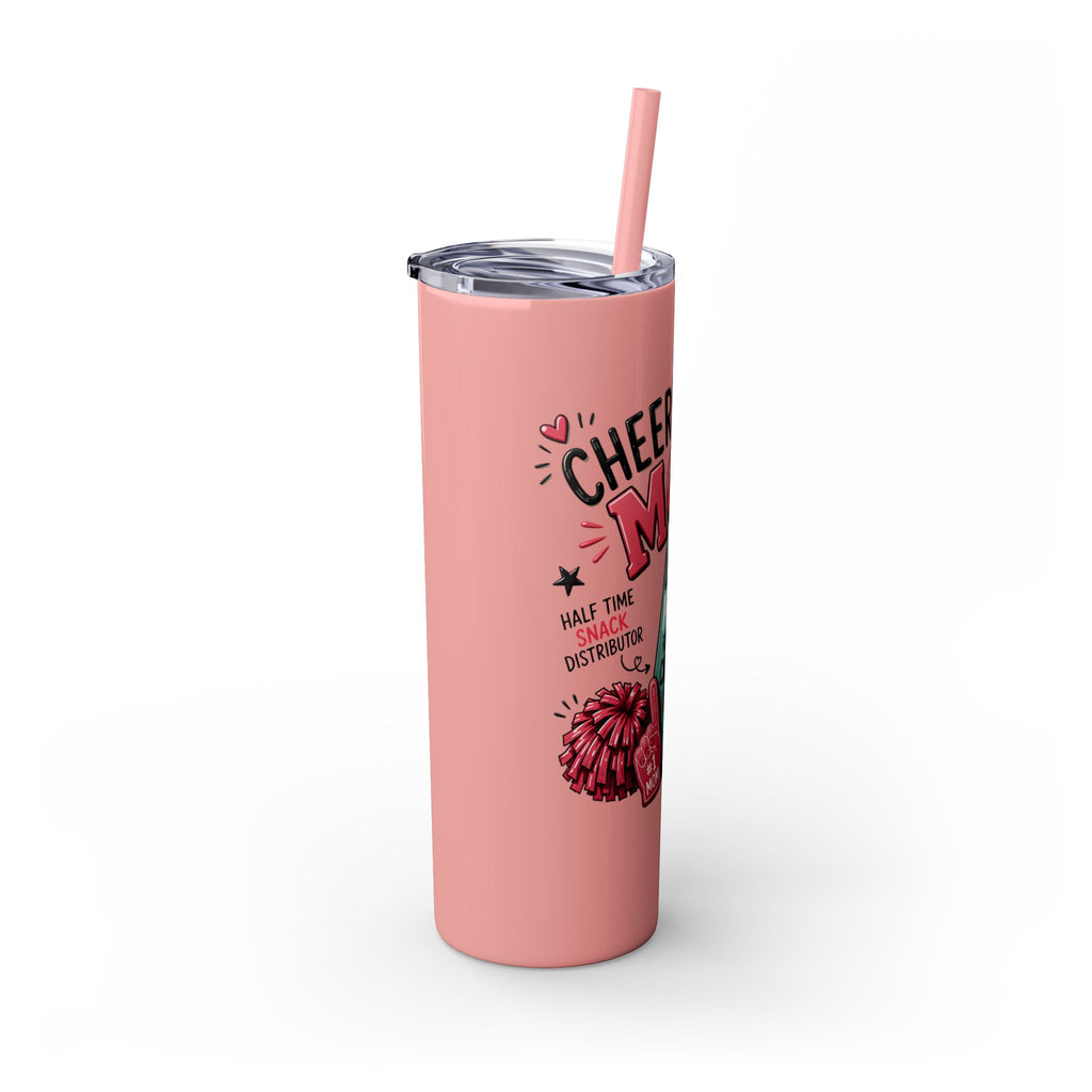 Cheerleader Mom Skinny Tumbler 20oz — Proud, Caffeine-Fueled Sideline Cup with Straw