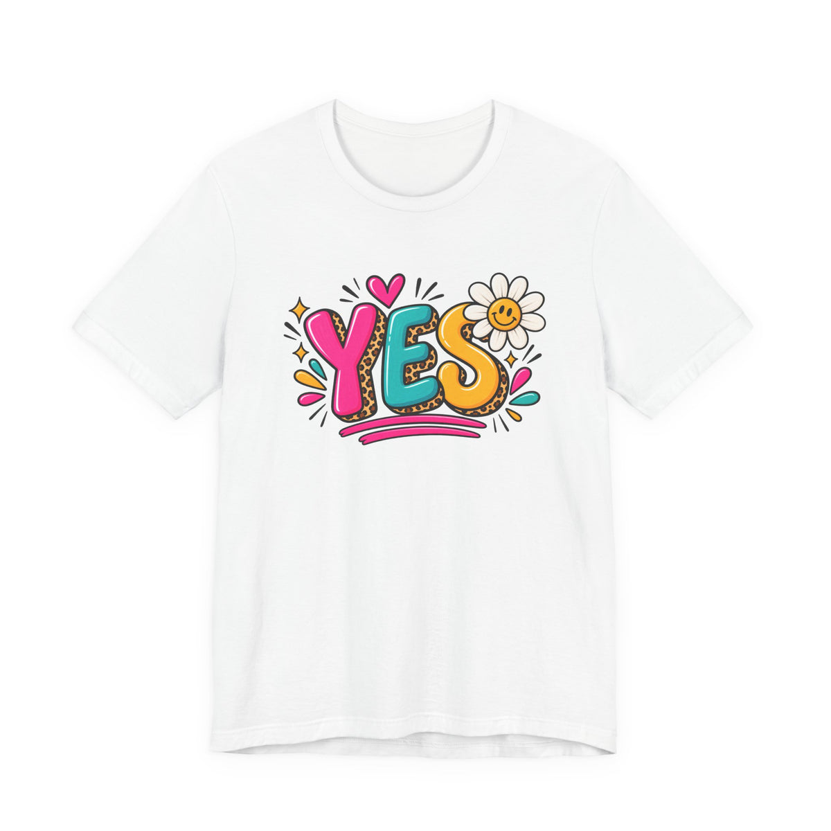 YES Floral Graphic Tee — Colorful Positive Vibes T-Shirt
