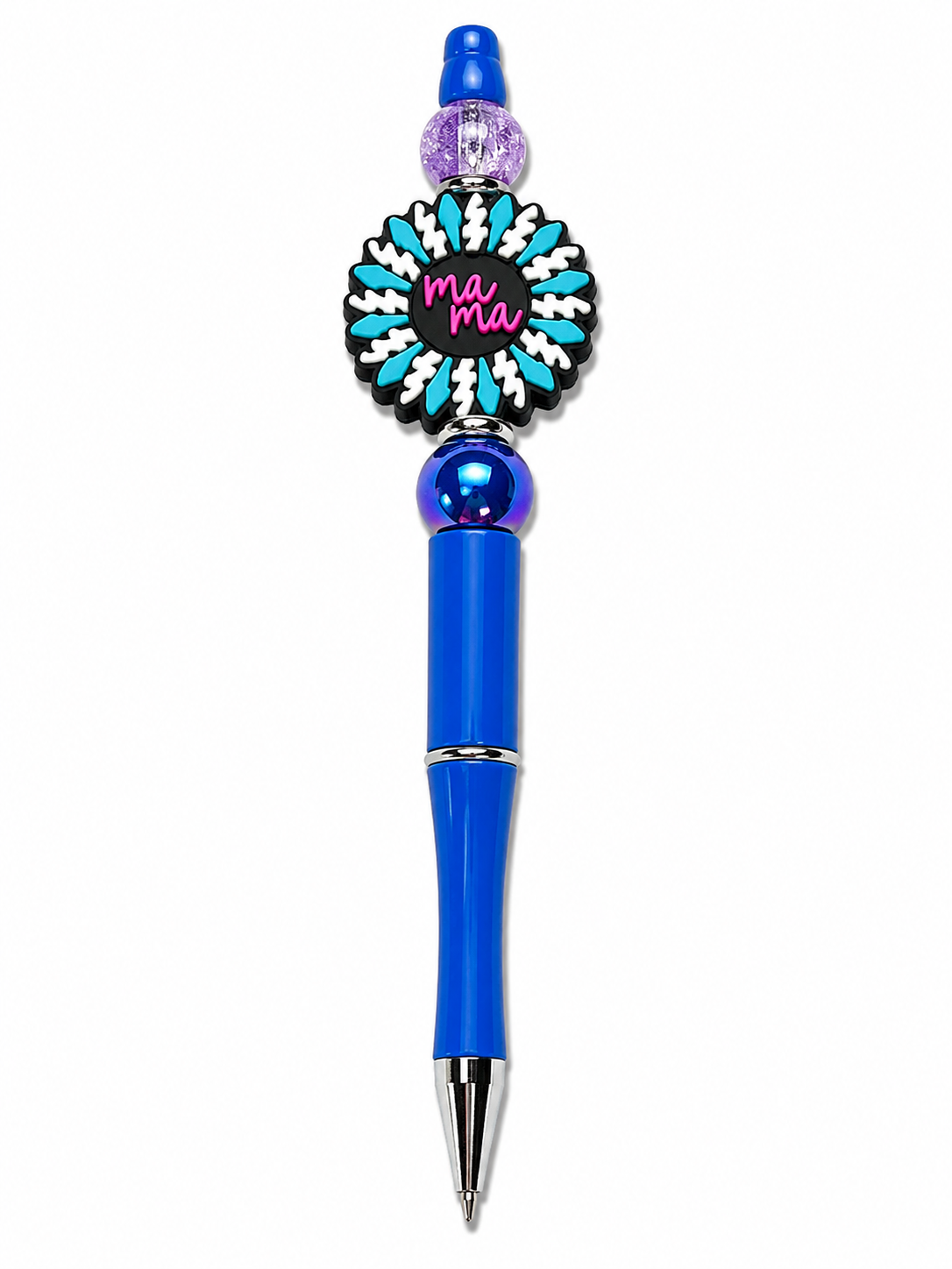 Blue and White Mama Poppysmic Beadable Pen