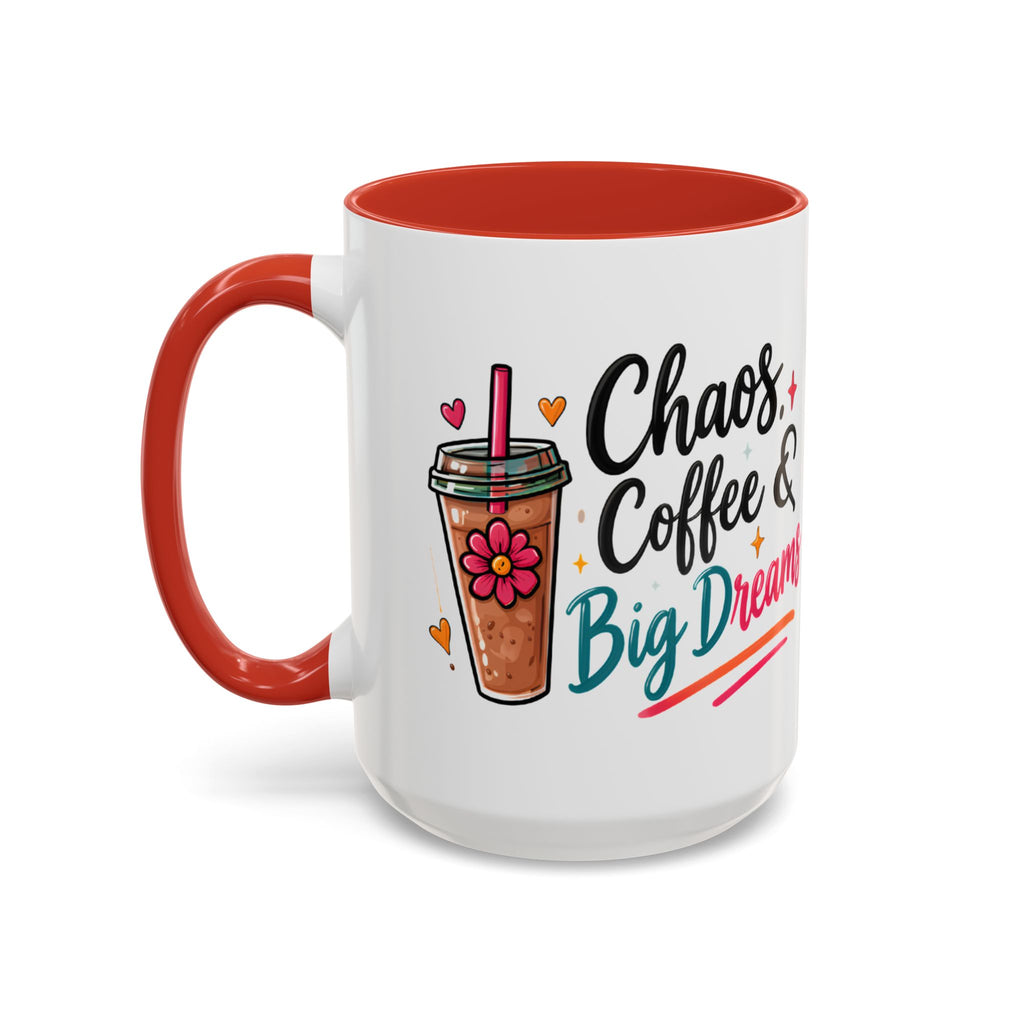 Inspirational Coffee Mug — 'Chaos, Coffee & Cozy Dreams' Accent Ceramic Mug (11/15oz)
