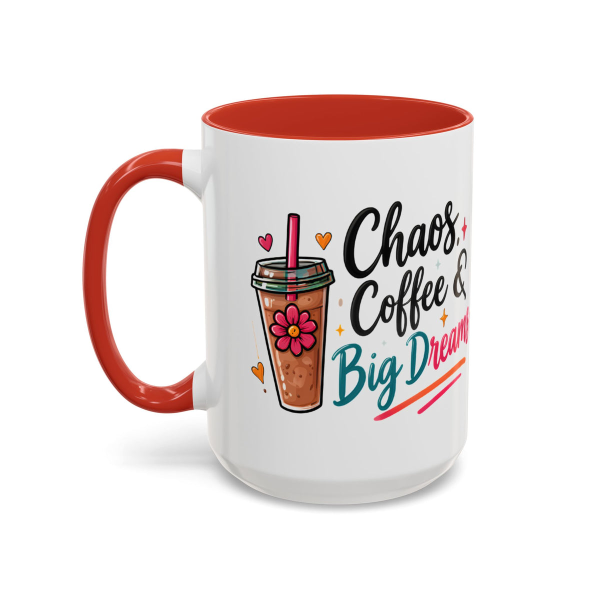 Inspirational Coffee Mug — 'Chaos, Coffee & Cozy Dreams' Accent Ceramic Mug (11/15oz)