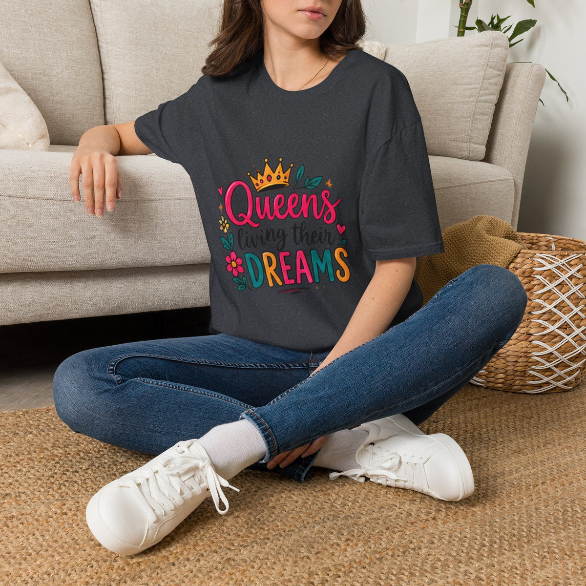 T-Shirt — "Queens Living Their Dreams" Crown Graphic Inspirational Tee