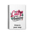 Cute but Ambitious Spiral Notebook — Floral Bow Ruled Journal for Students & Goals