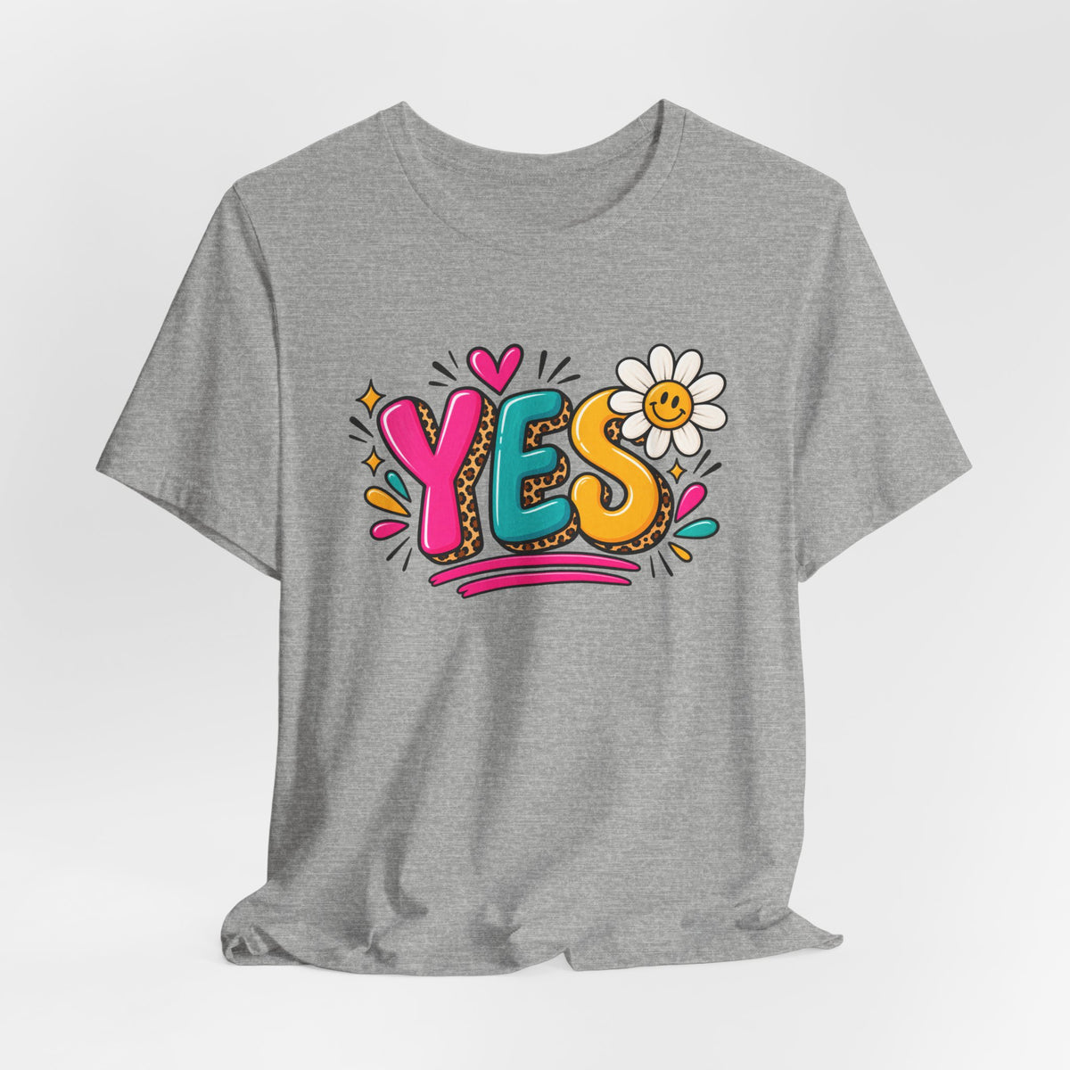 YES Floral Graphic Tee — Colorful Positive Vibes T-Shirt