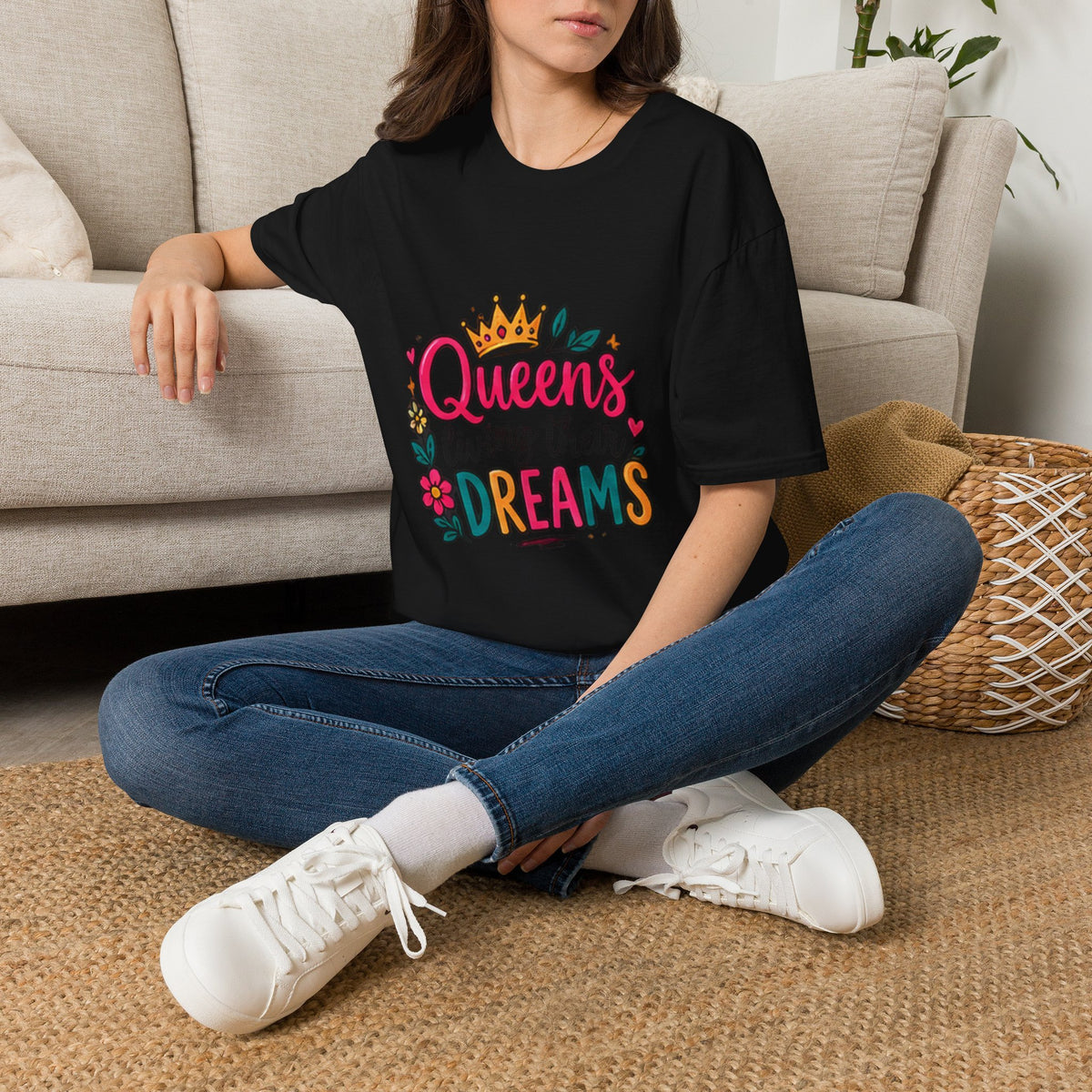 T-Shirt — "Queens Living Their Dreams" Crown Graphic Inspirational Tee