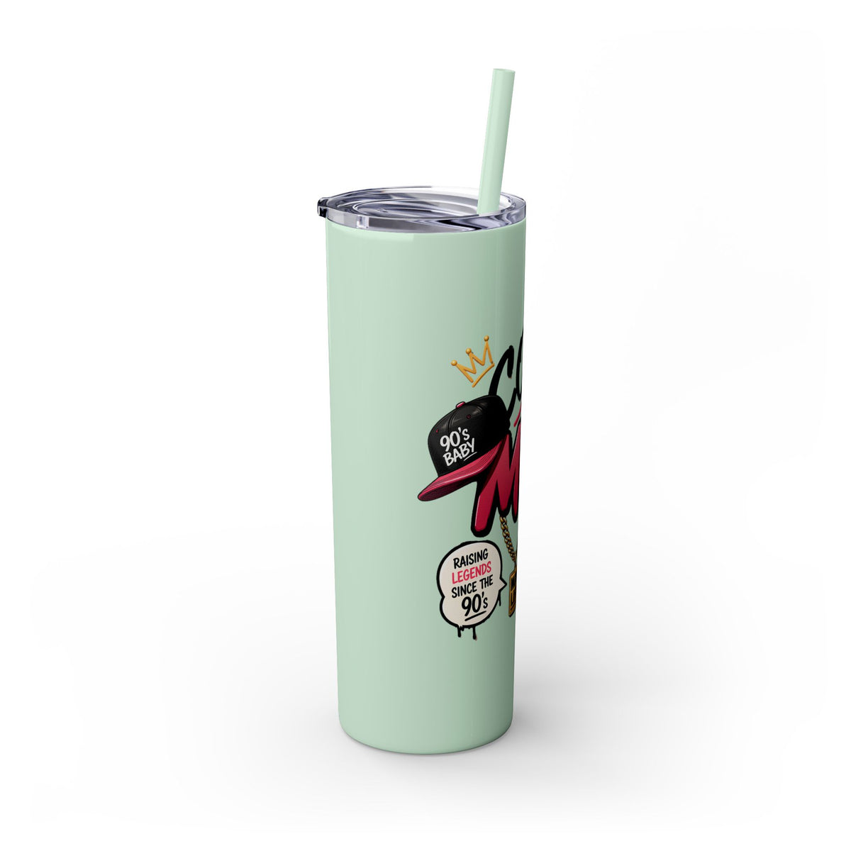 Skinny Tumbler — 'Cool Mom' 90s Retro Graphic, 20oz Travel Cup with Straw