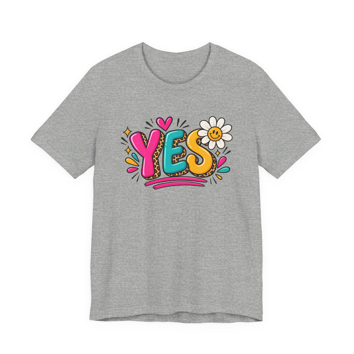 YES Floral Graphic Tee — Colorful Positive Vibes T-Shirt