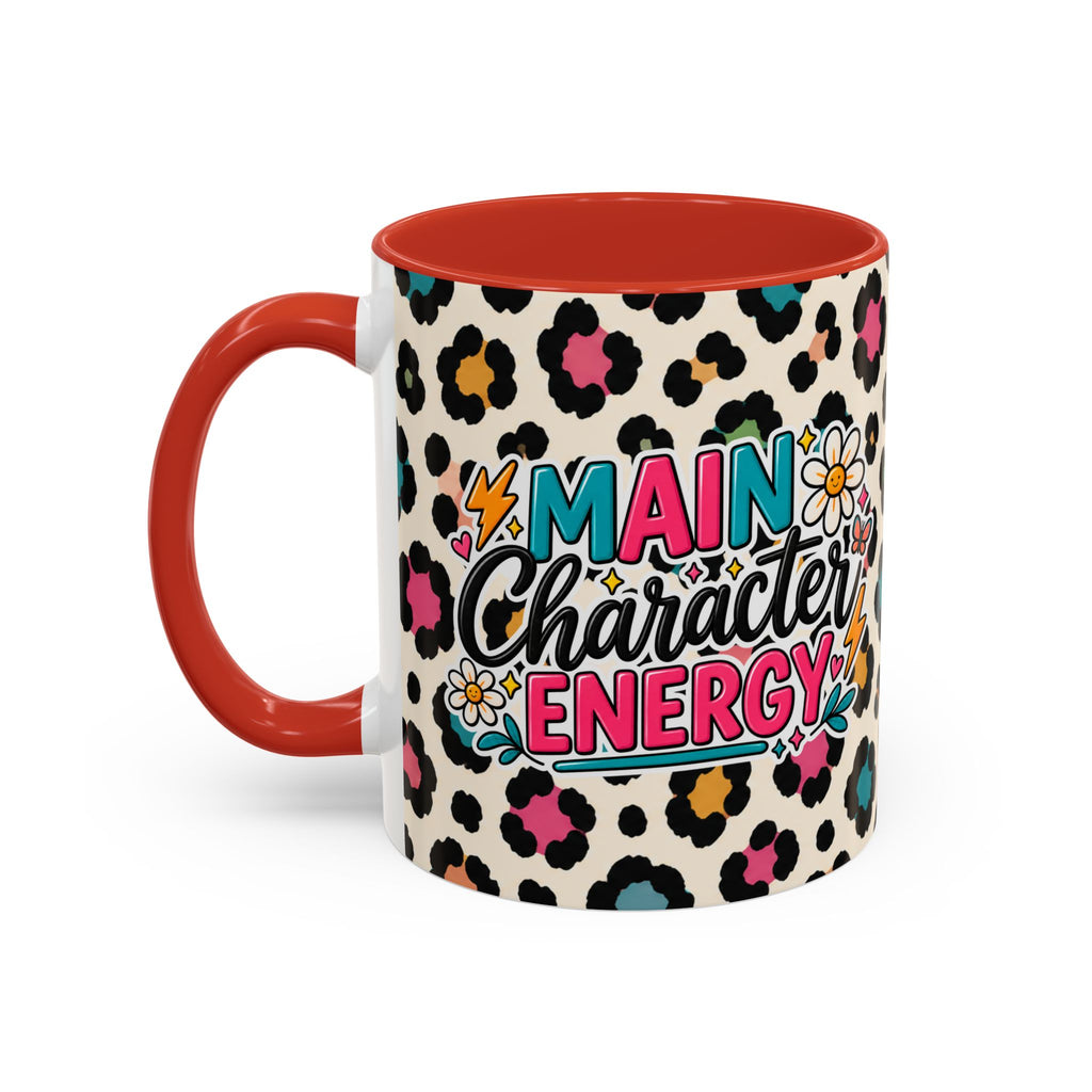 Leopard Print Accent Coffee Mug – Colorful Floral 'Teacher Energy' Design (11/15oz)