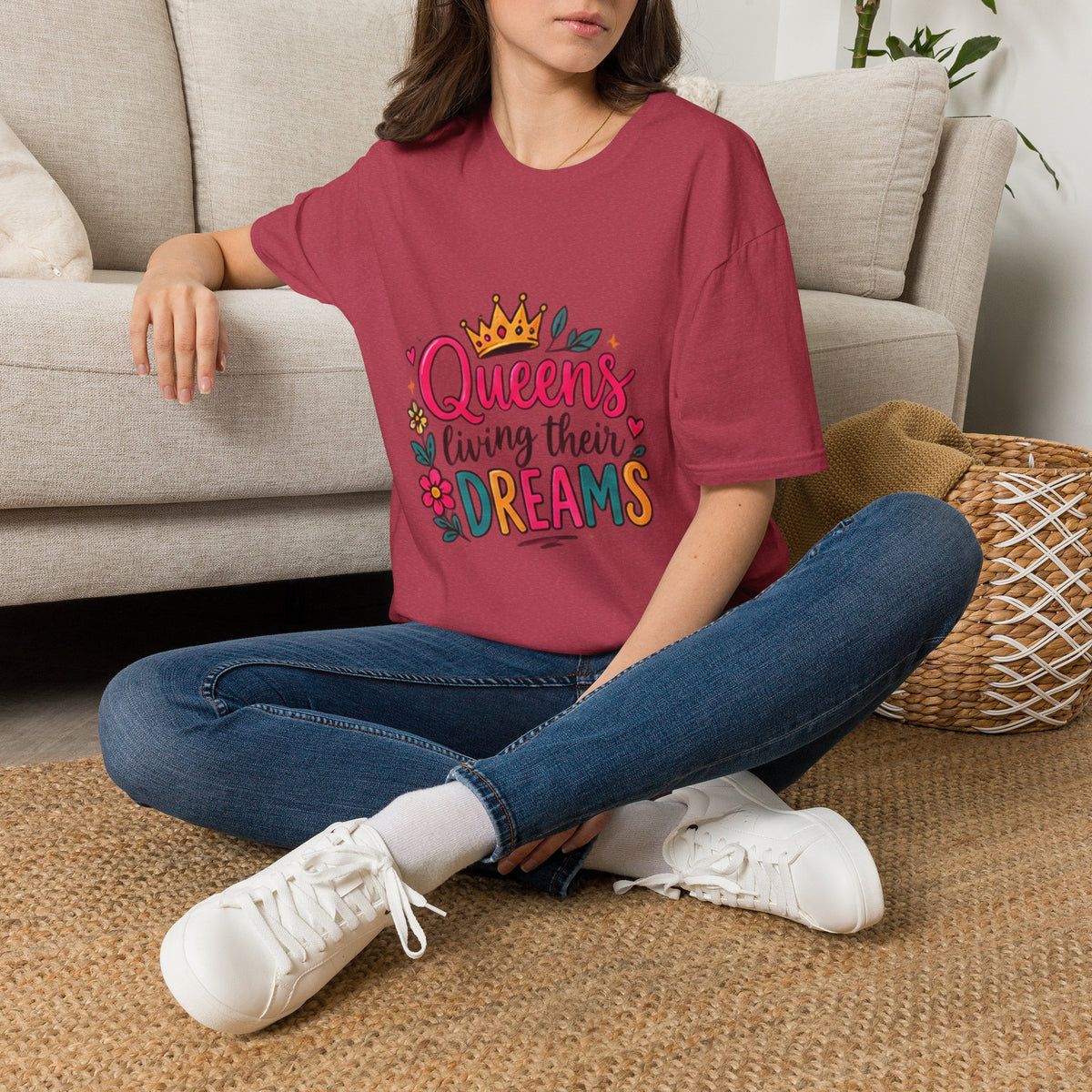 T-Shirt — "Queens Living Their Dreams" Crown Graphic Inspirational Tee