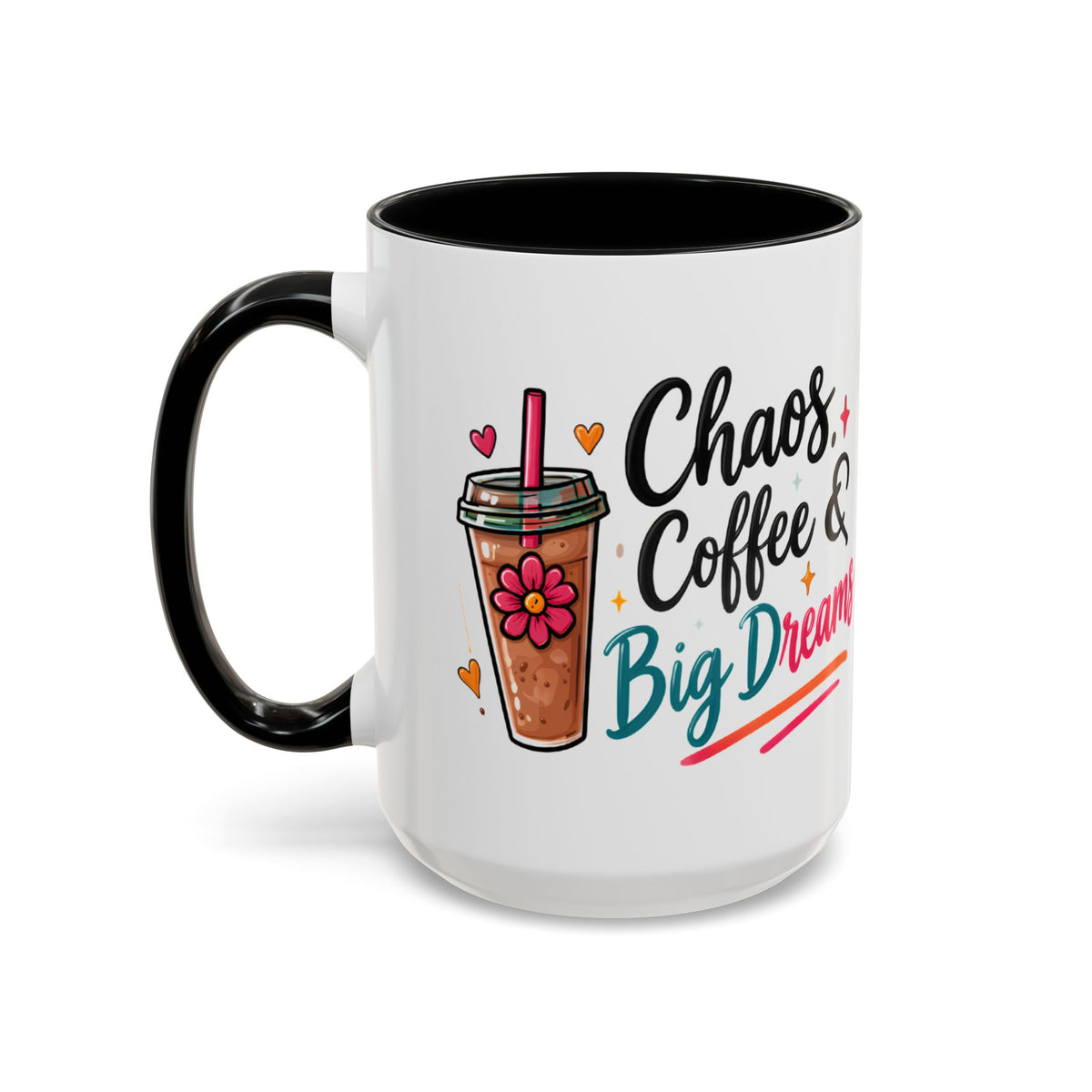 Inspirational Coffee Mug — 'Chaos, Coffee & Cozy Dreams' Accent Ceramic Mug (11/15oz)