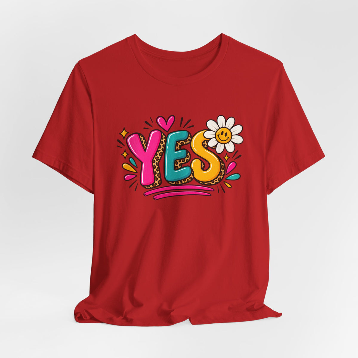 YES Floral Graphic Tee — Colorful Positive Vibes T-Shirt