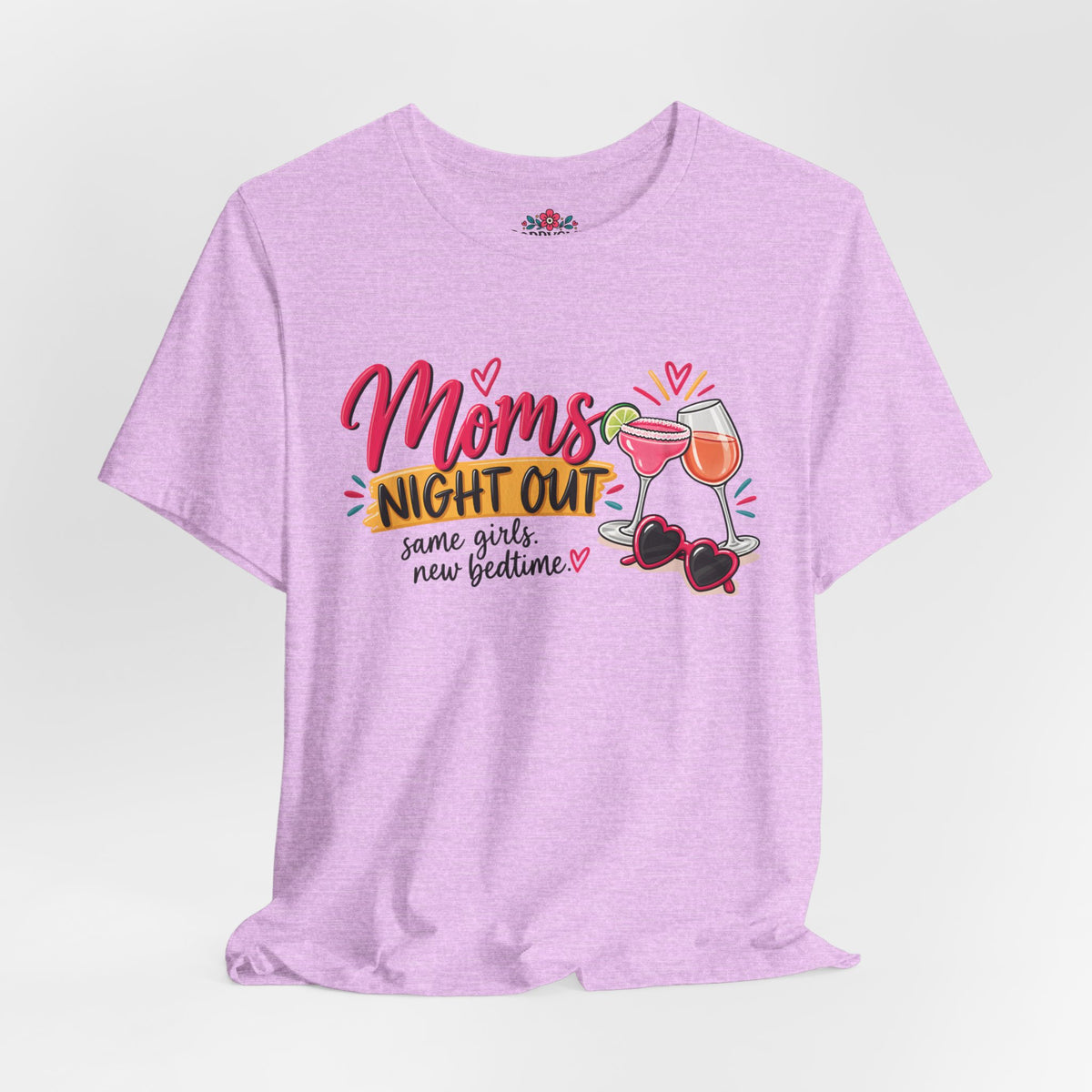 Moms' Night Out T‑Shirt — "Same Girls, New Bedtime" Wine & Sunglasses Tee