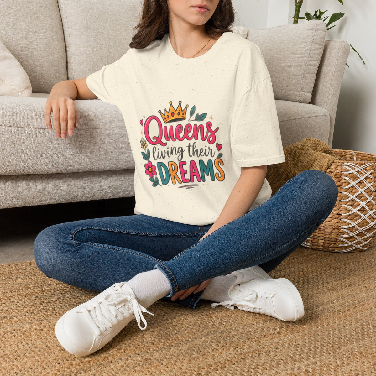 T-Shirt — "Queens Living Their Dreams" Crown Graphic Inspirational Tee