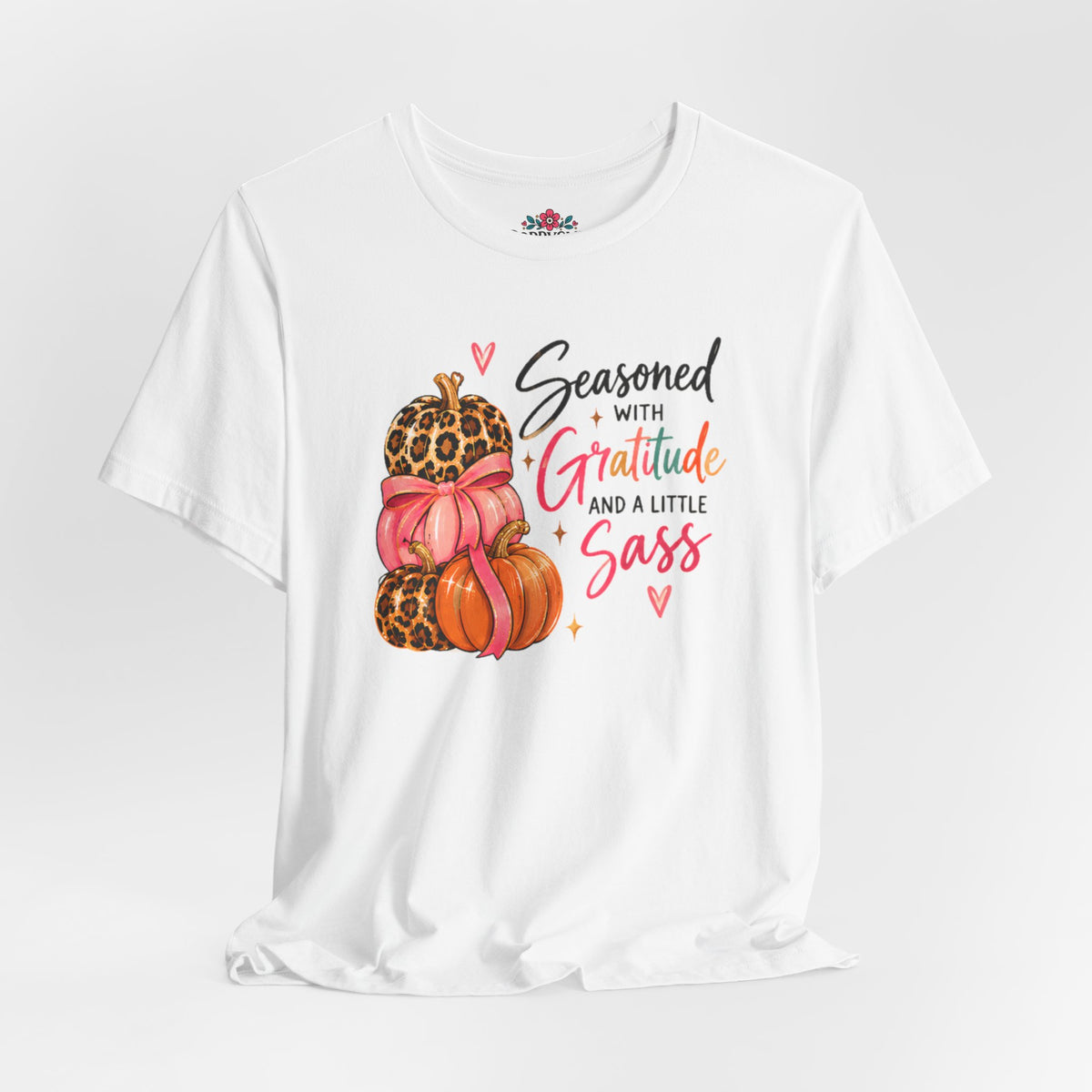 Seasoned with Gratitude and a Little Sass Thanksgiving Pumpkin Tee