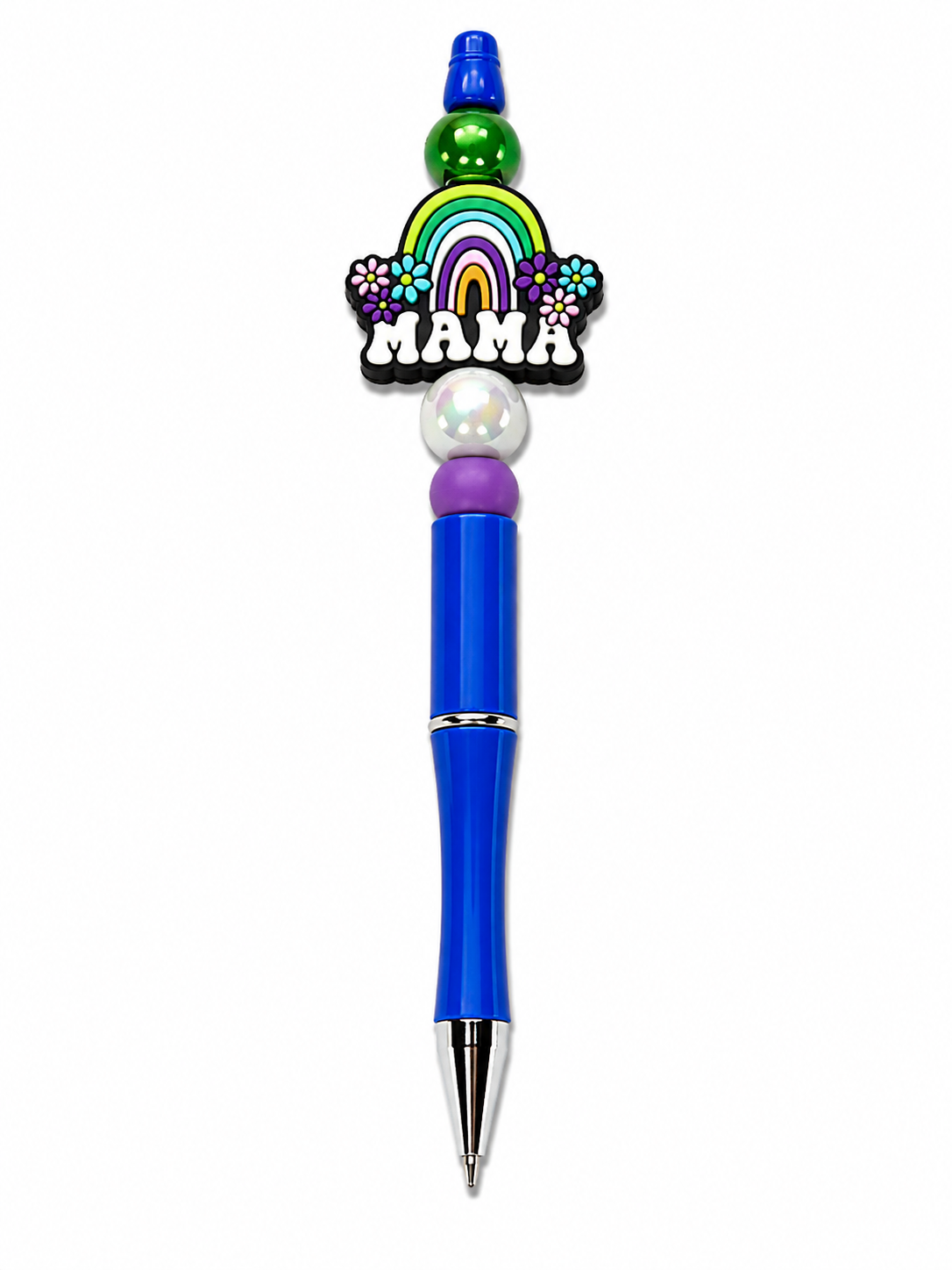 Blue Rainbow Mama Poppysmic Beadable Pen