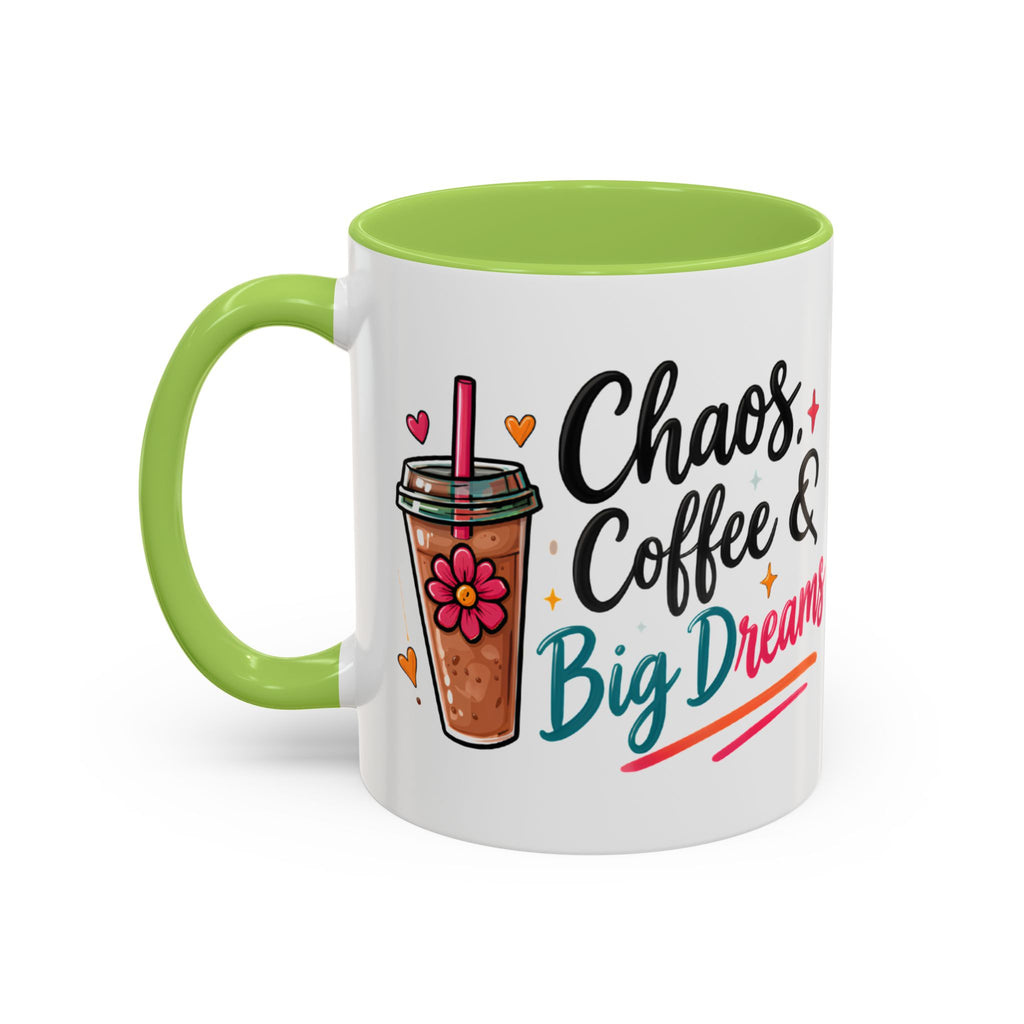 Inspirational Coffee Mug — 'Chaos, Coffee & Cozy Dreams' Accent Ceramic Mug (11/15oz)