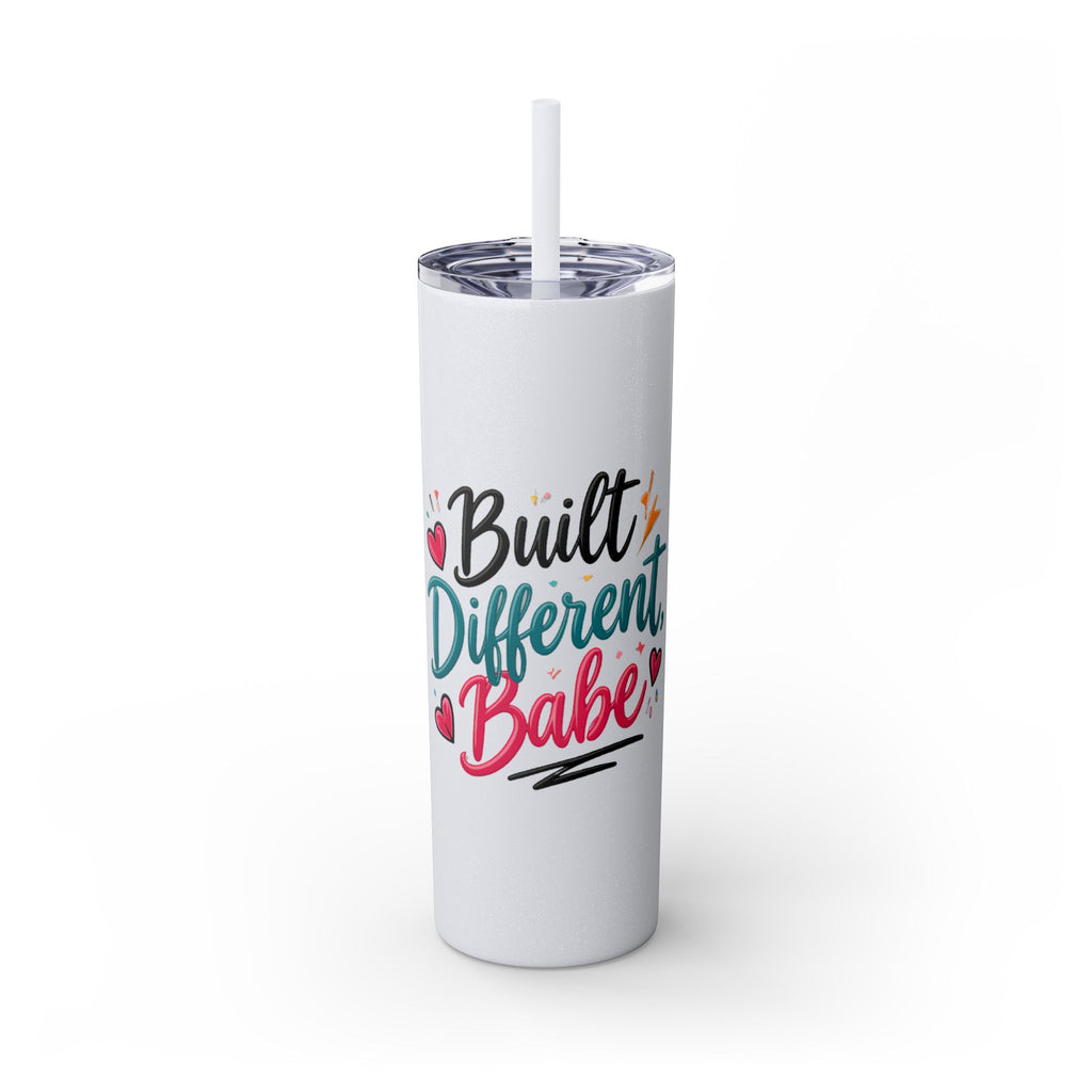 Built Different Babe Skinny Tumbler — 20oz Insulated Straw Cup