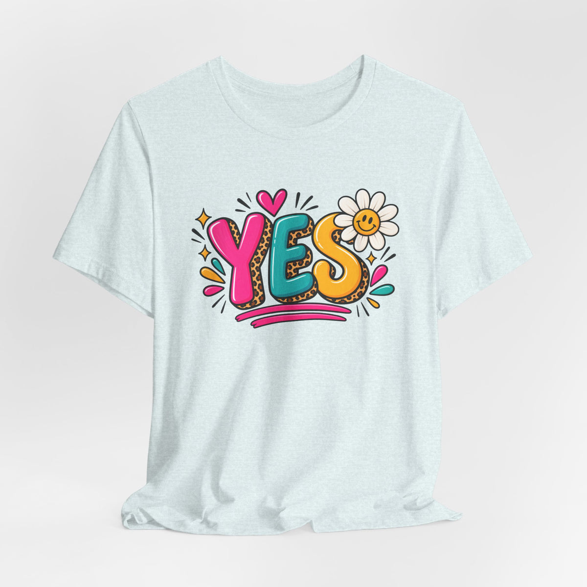 YES Floral Graphic Tee — Colorful Positive Vibes T-Shirt