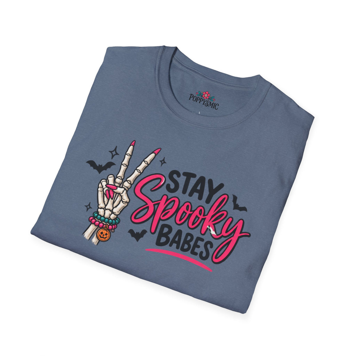 Stay Spooky Babes T-Shirt — Halloween Skeleton Peace Sign Tee