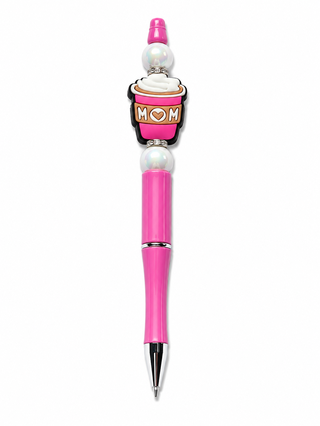Pink Coffee Mom Poppysmic Beadable Pen