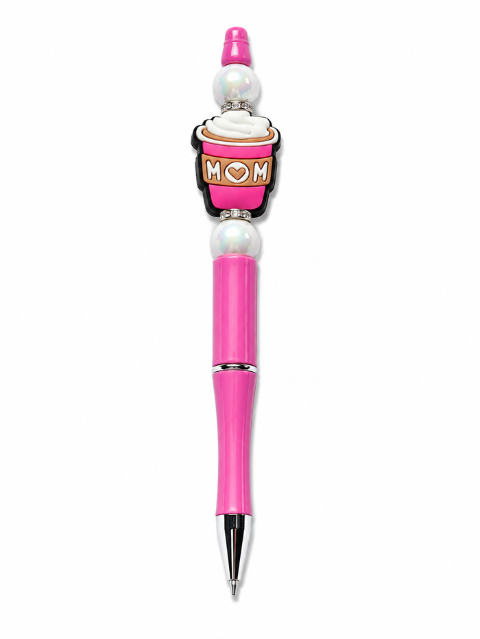 Pink Coffee Mom Poppysmic Beadable Pen