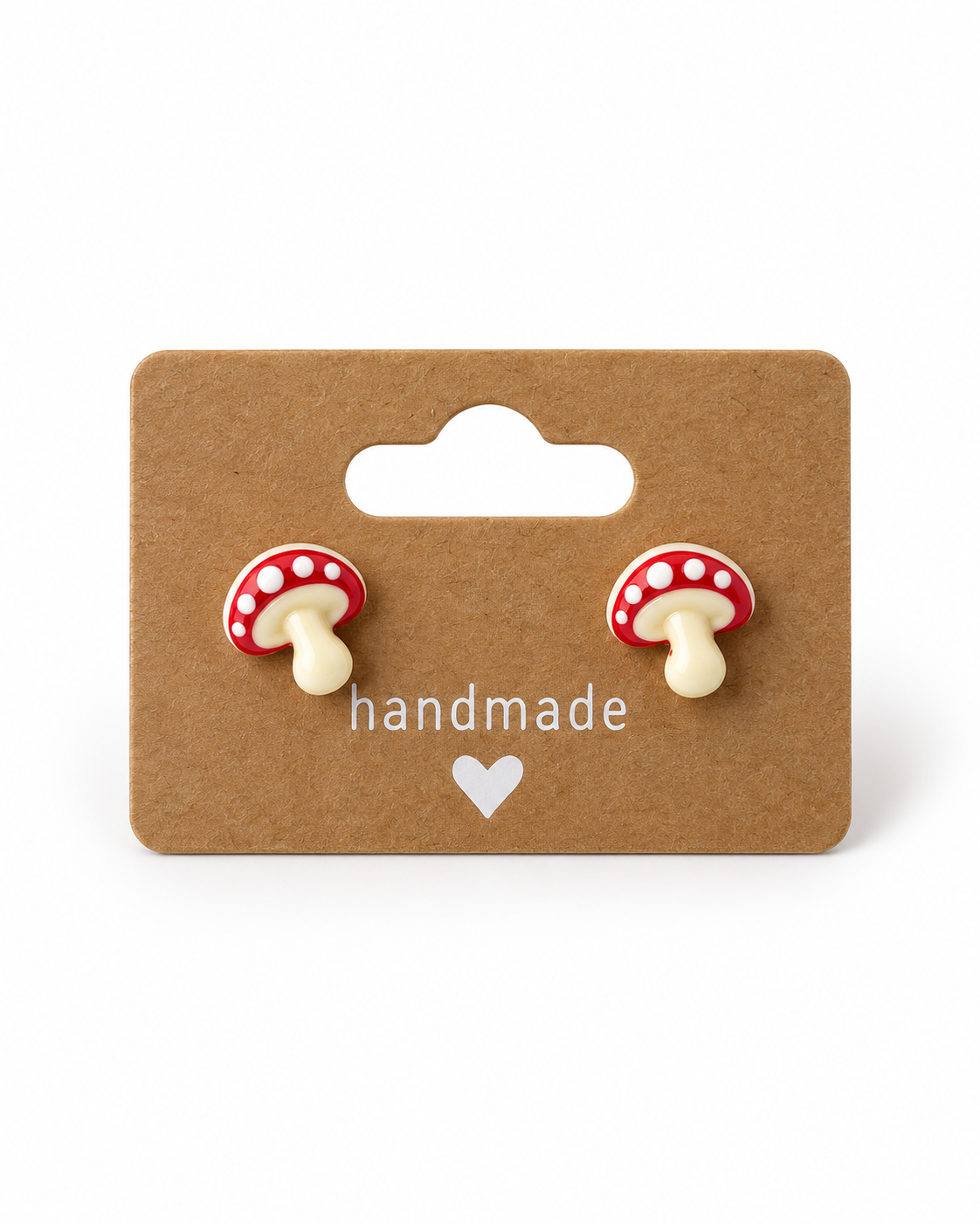 Red & White Mushroom Stud Earrings