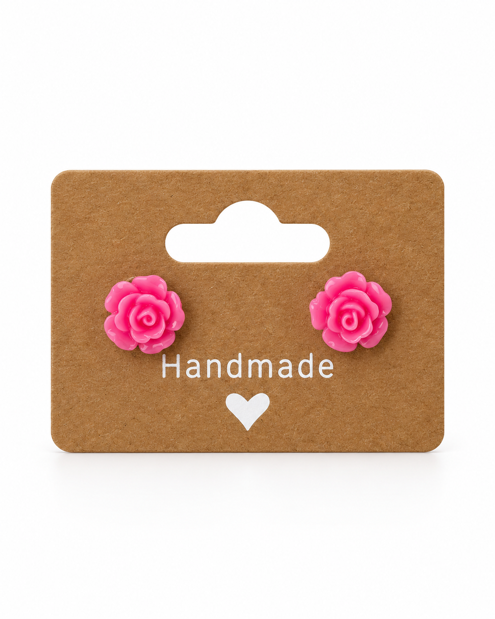 Pink Rose Stud Earrings