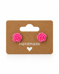Pink Rose Stud Earrings