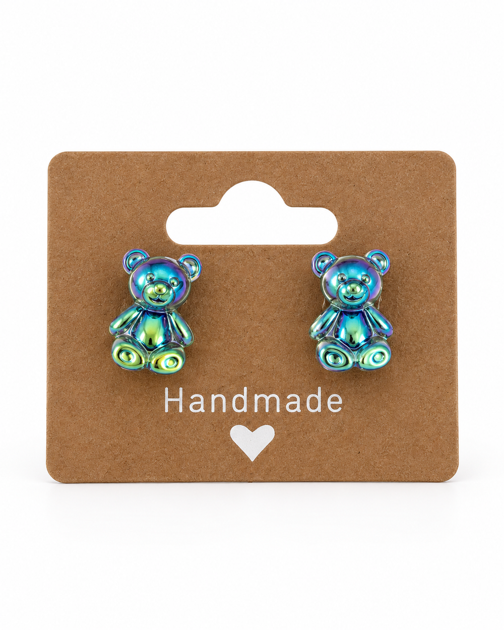 Iridescent Teddy Bear Stud Earrings