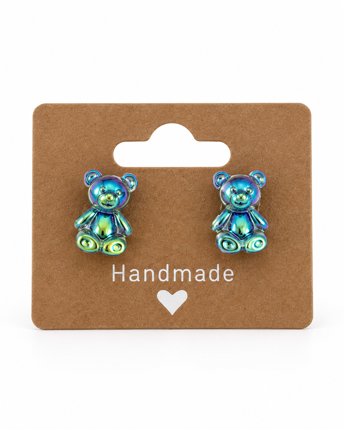 Iridescent Teddy Bear Stud Earrings