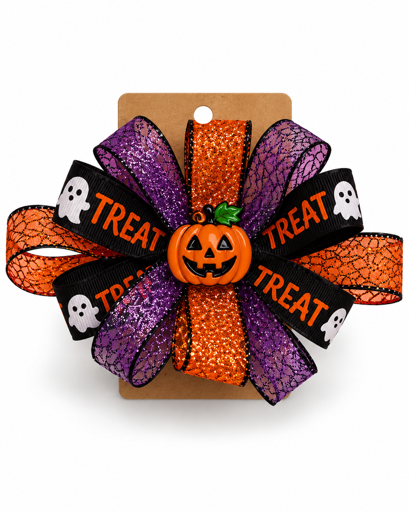 Jack-O’-Lantern Halloween Hair Bow