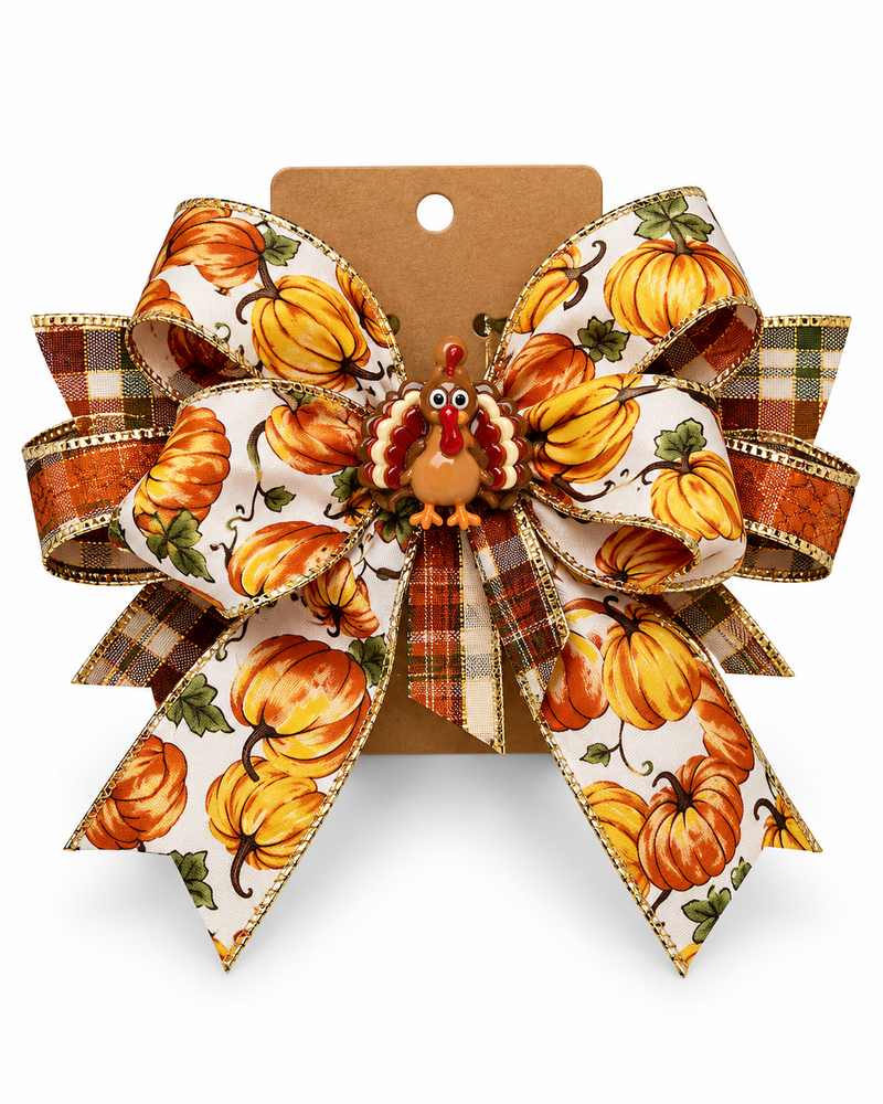 Gobble Gobble Turkey Thanksgiving Hair Bow
